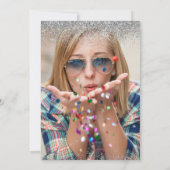 Silver Glitter Navy Blue Photo Afstuderen Kaart (Achterkant)