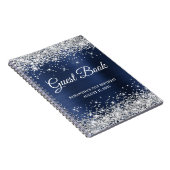 Silver Glitter Navy Folie 21st Birthday Guestbook Notitieboek (Rechterzijde)