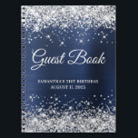 Silver Glitter Navy Folie 21st Birthday Guestbook Notitieboek<br><div class="desc">Creëer je eigen gastenboek voor haar 21ste verjaardagsfeest in dit lege notitieboek. Meisjes faux sparkly,  zilverglitter op de boven- en onderrand,  over een faux marinemuut. U kunt de doopvontstijl en grootte aanpassen zoals nodig.</div>