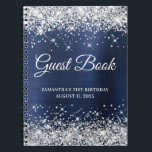 Silver Glitter Navy Folie 21st Birthday Guestbook Notitieboek<br><div class="desc">Creëer je eigen gastenboek voor haar 21ste verjaardagsfeest in dit lege notitieboek. Meisjes faux sparkly,  zilverglitter op de boven- en onderrand,  over een faux marinemuut. U kunt de doopvontstijl en grootte aanpassen zoals nodig.</div>