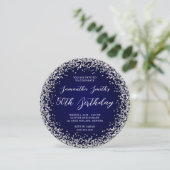 Silver Glitter Navy Ombre 50th Birthday Kaart (Staand voorkant)