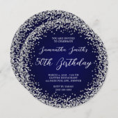 Silver Glitter Navy Ombre 50th Birthday Kaart (Voorkant / Achterkant)