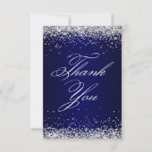 Silver Glitter Navy Ombre Elegant 40e verjaardag Bedankkaart (Voorkant)