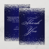 Silver Glitter Navy Ombre Elegant 40e verjaardag Bedankkaart (Voorkant / Achterkant)