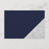 Silver glitter navy script trouwrichting informatiekaartje (Achterkant)