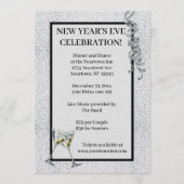 Silver Glitter New Year's Eve Party Kaart (Voorkant)