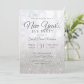 Silver Glitter New Years Eve Party Marble Kaart (Staand voorkant)