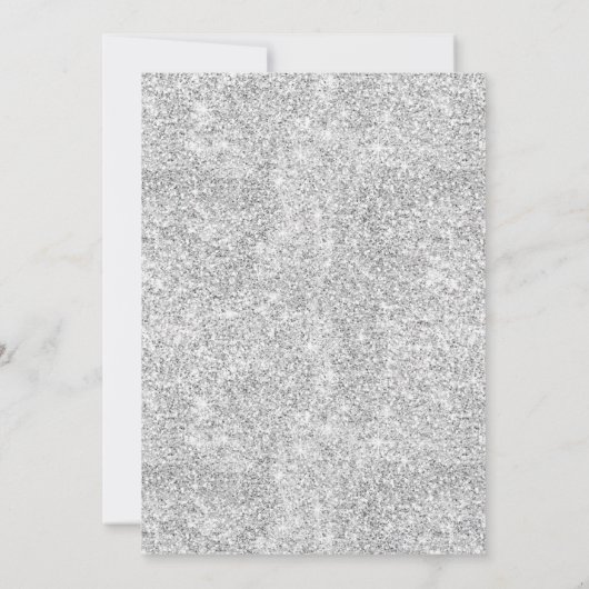 Silver Glitter New Years Eve Party Marble Kaart (Achterkant)