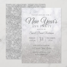 Silver Glitter New Years Eve Party Marble