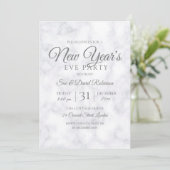 Silver Glitter New Years Eve Party Marble Kaart (Staand voorkant)