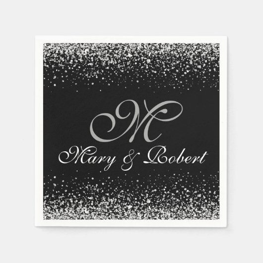 Silver Glitter Night Sky Servet (Voorkant)