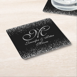 Silver Glitter Night Sky Wedding Onderzetter