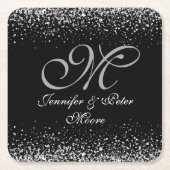 Silver Glitter Night Sky Wedding Onderzetter (Voorkant)