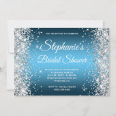 Silver Glitter Ocean Sky Blue Ombre Fancy Monogram Kaart (Voorkant)