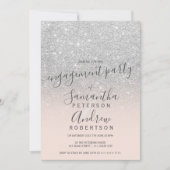 Silver glitter ombre blush roze script verloving kaart (Voorkant)