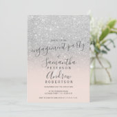 Silver glitter ombre blush roze script verloving kaart (Staand voorkant)