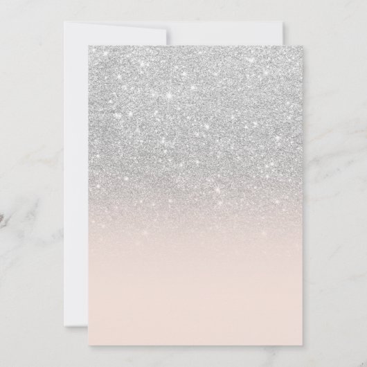 Silver glitter ombre blush roze script verloving kaart (Achterkant)