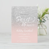 Silver glitter ombre blush roze Sweet 16 Kaart (Staand voorkant)