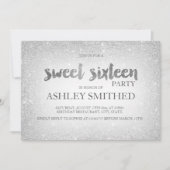 Silver glitter ombre chic modern Sweet 16 Kaart (Voorkant)