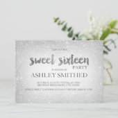 Silver glitter ombre chic modern Sweet 16 Kaart (Staand voorkant)