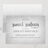 Silver glitter ombre chic modern Sweet 16 Kaart (Voorkant / Achterkant)