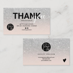 Silver glitter ombre cool logo orde dank u visitekaartje