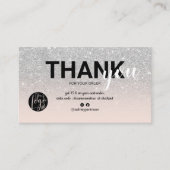 Silver glitter ombre cool logo orde dank u visitekaartje (Voorkant)