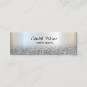 Silver Glitter Ombre Elegant Professional Mini Visitekaartje