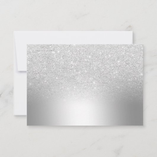 Silver glitter ombre folie RSVP Qr code bruiloft (Achterkant)