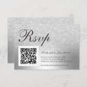 Silver glitter ombre folie RSVP Qr code bruiloft (Voorkant / Achterkant)