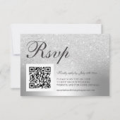 Silver glitter ombre folie RSVP Qr code bruiloft Kaartje (Voorkant)
