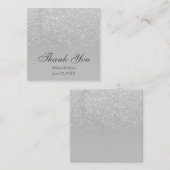 Silver glitter ombre gray bedankt voor je bruiloft vierkante visitekaartje (Voorkant / Achterkant)