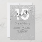 Silver glitter ombre grijs Quinceanera foto Kaart (Voorkant)