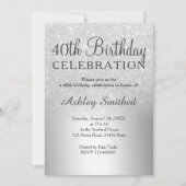 Silver glitter ombre metallic 40e verjaardag kaart (Voorkant)