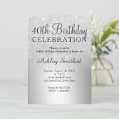 Silver glitter ombre metallic 40e verjaardag kaart (Staand voorkant)