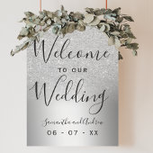 Silver glitter ombre metallic bruiloft welkom poster