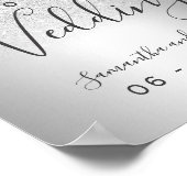 Silver glitter ombre metallic bruiloft welkom poster (Hoek)