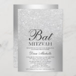 Silver glitter ombre metallic chic Bat Mitzvah Kaart<br><div class="desc">Een stijlvol en luxueus zilveren glitter ombre metallic folie met elegante kalligrafie voor een uitnodiging van Bat Mitzvah.</div>