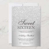 Silver glitter ombre metallic chic Sweet 16 Kaart (Voorkant)