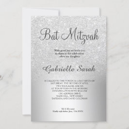 Silver glitter ombre metallic folie Bat Mitzvah Kaart