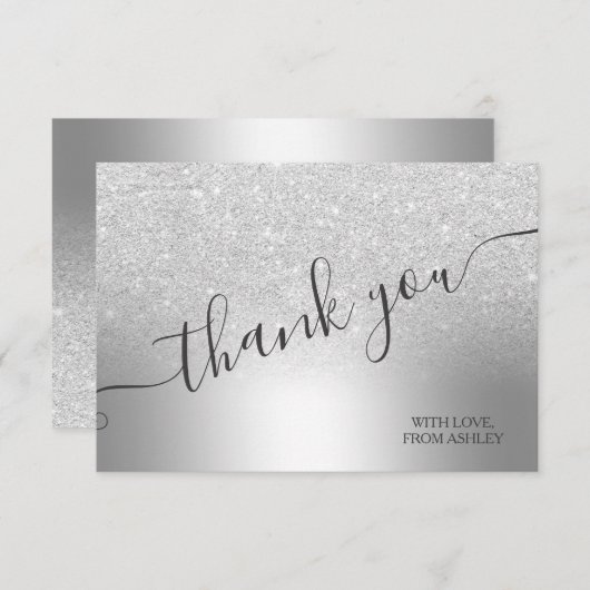 Silver glitter ombre metallic folie bedankt (Voorkant / Achterkant)