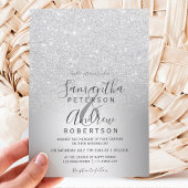 Silver glitter ombre metallic folie bruiloft kaart