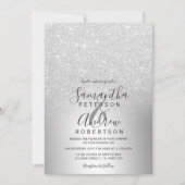 Silver glitter ombre metallic folie bruiloft kaart (Voorkant)