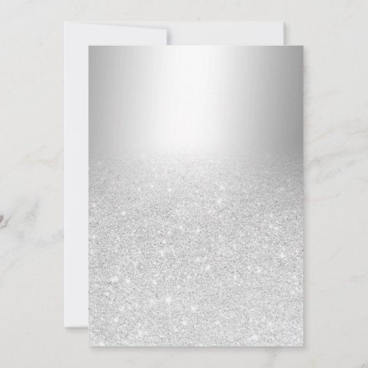 Silver glitter ombre metallic folie bruiloft kaart (Achterkant)