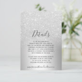 Silver glitter ombre metallic folie details informatiekaartje (Staand voorkant)