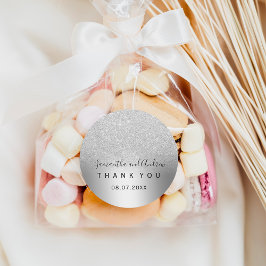 Silver glitter ombre metallic folie Hartelijk dank Ronde Sticker
