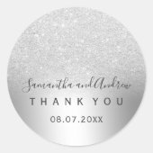 Silver glitter ombre metallic folie Hartelijk dank Ronde Sticker (Voorkant)