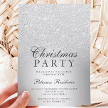 Silver glitter ombre metallic folie Kerstmis Kaart<br><div class="desc">Een stijlvol en luxueus zilveren glitter ombre metallic folie met elegante kalligrafie voor een kerstfeestelijke uitnodiging.</div>