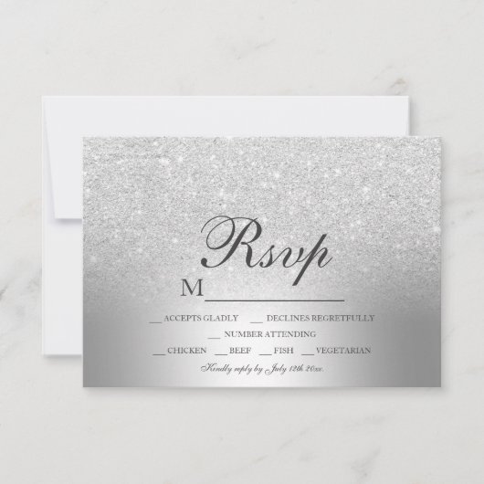 Silver glitter ombre metallic folie RSVP bruiloft (Voorkant)