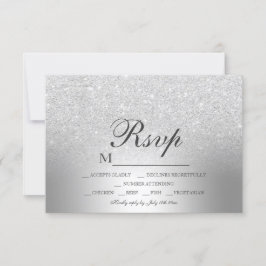 Silver glitter ombre metallic folie RSVP bruiloft Kaartje